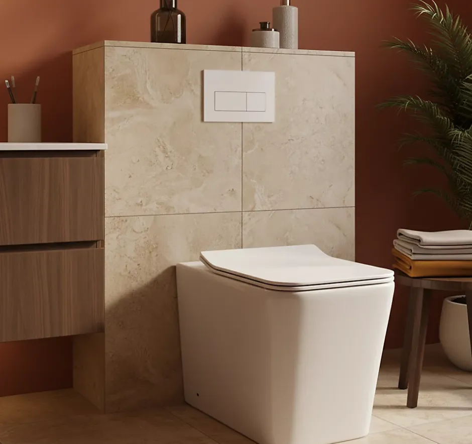 Laneri WC au Sol Edge Rim - Cuvette Rimless sans bride Blanc Brillant FIL Mural design carré - Abattant Soft-Close* Wc À Poser
