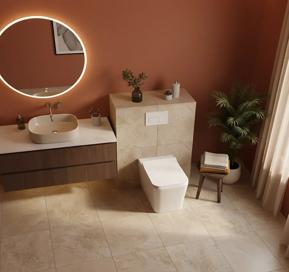 Laneri WC au Sol Edge Rim - Cuvette Rimless sans bride Blanc Brillant FIL Mural design carré - Abattant Soft-Close* Wc À Poser