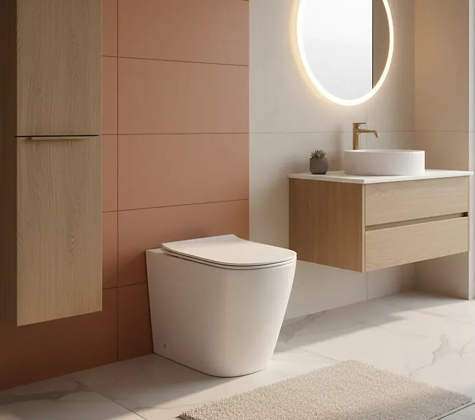 Laneri WC AU SOL Série Moon - Cuvette Rimless sans bride Blanc Brillant FIL Mural - Abattant Soft-Close