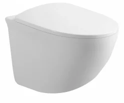 Laneri WC Suspendu Série Flipper - Cuvette Rimless sans bride Blanc Brillant - Taille 53,5 cm - Abattant Soft-Close* Wc À Poser