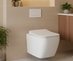 Laneri WC Suspendu Série New Edge - Cuvette Rimless sans bride Blanc Brillant - Dimensions Réduites 51,5 cm - Abattant Soft-Close* Wc À Poser