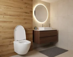 Laneri WC Suspendu Série New Bent - Cuvette Rimless sans bride Blanc Brillant - Dimensions Réduites 49,5 cm - Abattant Soft-Close* Wc À Poser