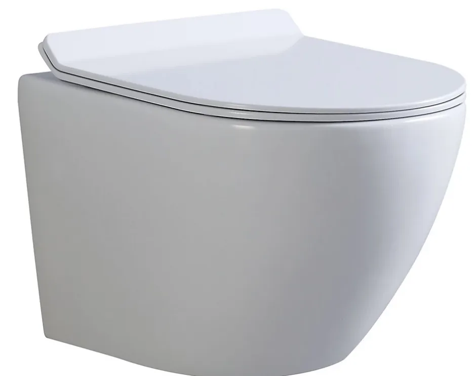 Laneri WC Suspendu Série New Bent - Cuvette Rimless sans bride Blanc Brillant - Dimensions Réduites 49,5 cm - Abattant Soft-Close* Wc À Poser