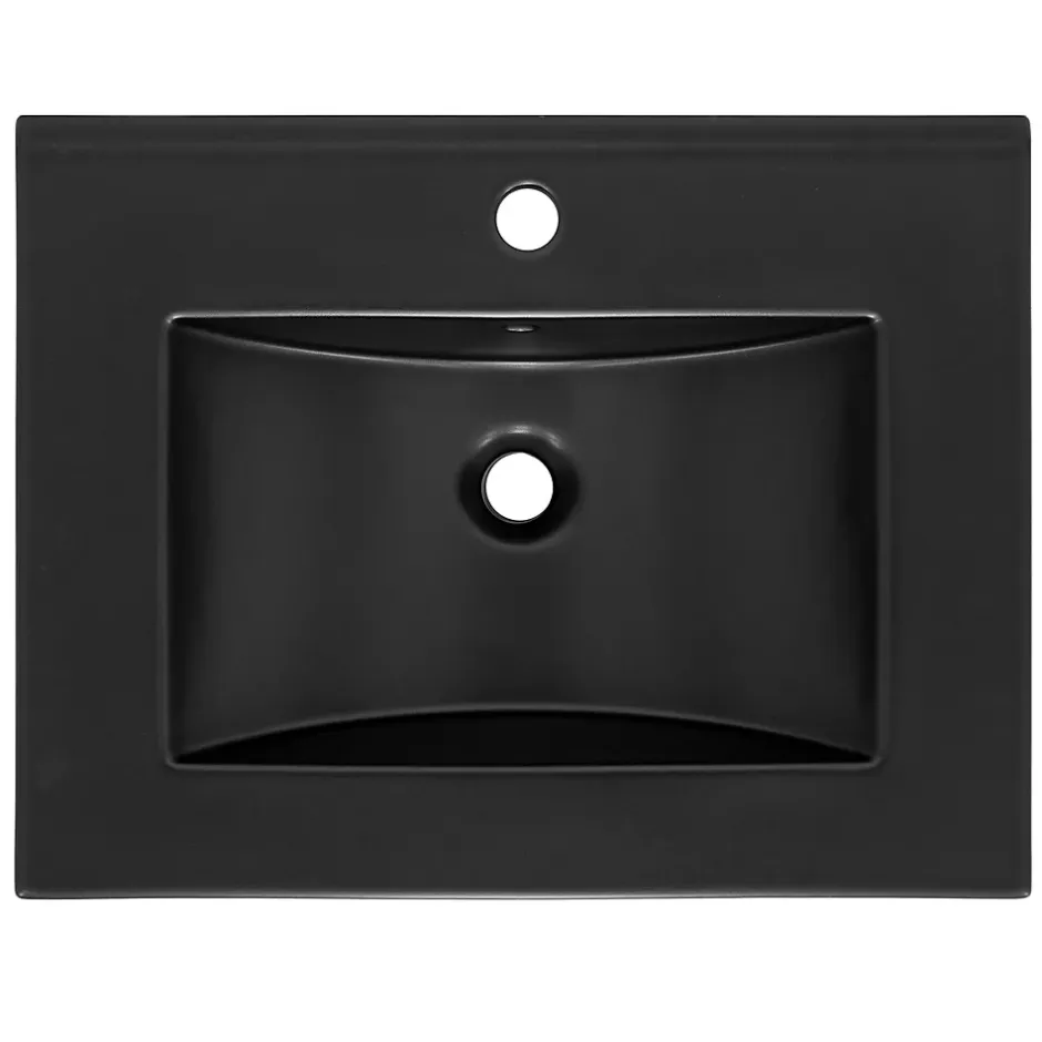 Luxebath Lavabo à encastrer noir mat céramique avec bouchon de vidange 615 x 470 x 175 mm* Vasque À Encastrer
