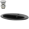 Luxebath Lavabo à encastrer noir mat céramique bouchon de vidange argent* Vasque À Encastrer