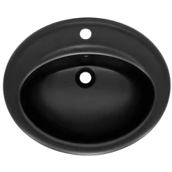 Luxebath Lavabo à encastrer noir mat céramique bouchon de vidange argent* Vasque À Encastrer