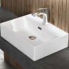 Nature Pro Lavabo à Poser Blanc Vasque Suspendu en Céramique Lave Mains Rectangulaire de Qualité pour Salle de Bain 51x36x13cm