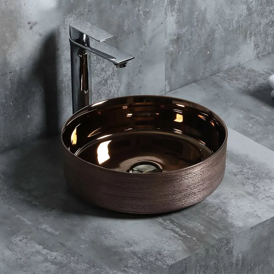 Poalgi Lavabo à poser CILIN céramique 36x12x36 cm cuivre* Vasque À Poser