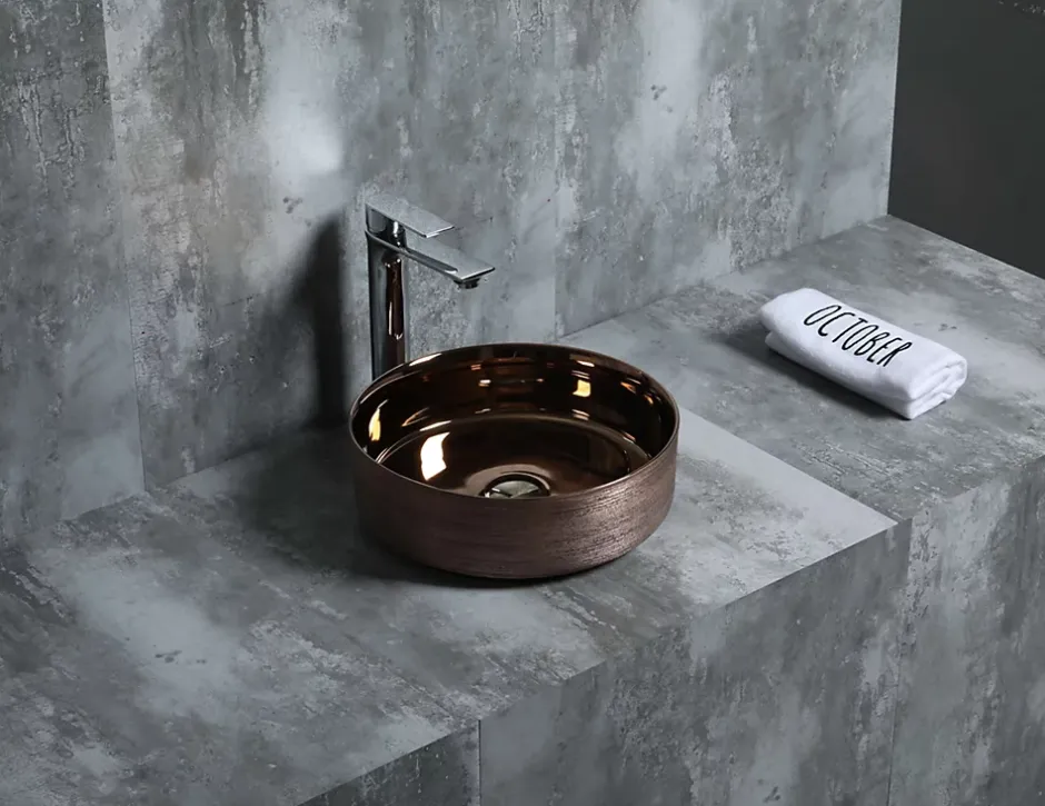 Poalgi Lavabo à poser CILIN céramique 36x12x36 cm cuivre* Vasque À Poser