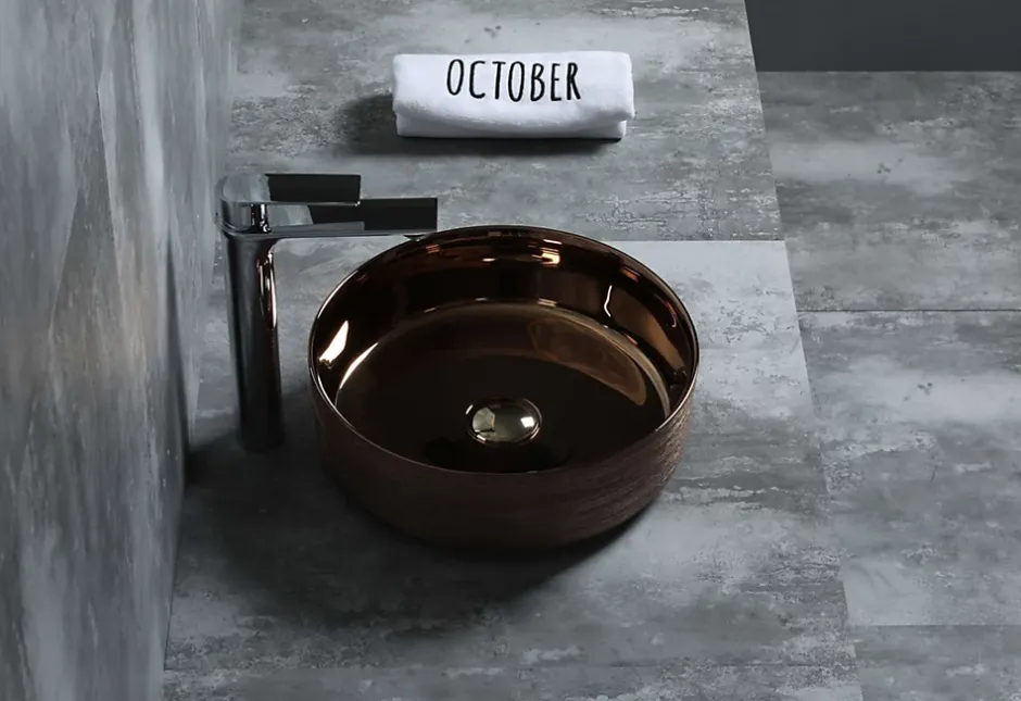 Poalgi Lavabo à poser CILIN céramique 36x12x36 cm cuivre* Vasque À Poser