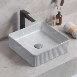 Poalgi Lavabo à poser CORINTO IBI céramique 37,5x13x37,5 cm gris pietra* Vasque À Poser