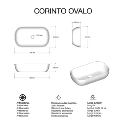 Poalgi Lavabo à poser CORINTO OVALO céramique 49,5x13x31 cm blanc* Vasque À Poser