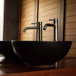 Ml-Design Lavabo à poser rond noir mat céramique avec garniture de vidage