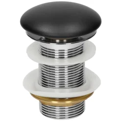 Ml-Design Lavabo à poser rond noir mat céramique avec garniture de vidage