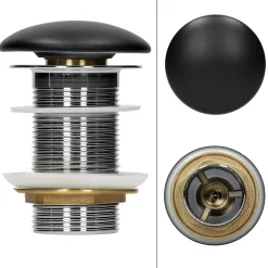 Ml-Design Lavabo à poser rond noir mat céramique avec garniture de vidage