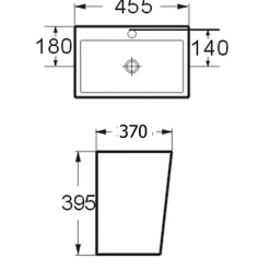 Planète Bain Lavabo à suspendre en céramique rectangle blanc contemporain