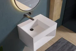 Bernstein Lavabo à suspendre 60x46x35cm en fonte minérale avec espace de rangement - blanc mat - PB2158* Lavabo