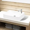 Vidaxl Lavabo à trou pour robinet céramique Blanc pour salle de bain* Lavabo