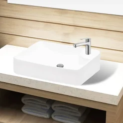 Vidaxl Lavabo à trou pour robinet céramique Blanc pour salle de bain* Lavabo