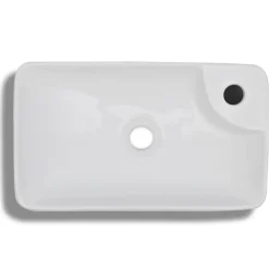 Vidaxl Lavabo à trou pour robinet céramique Blanc pour salle de bain* Lavabo