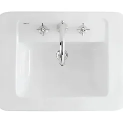 Sanindusa Lavabo a encastrer céramique traditionnelle 3 trous Vintage blanc* Vasque À Encastrer