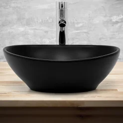 Ml-Design Lavabo a poser noir ceramique lave-mains salle de bain toilette 410x335x145 mm* Vasque À Poser