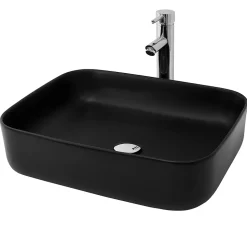 Ml-Design Lavabo a poser noir mat en céramique avec garniture de vidage 510x405x135 mm* Vasque À Poser
