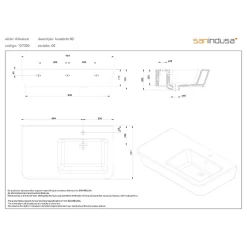 Sanindusa Lavabo Advance céramique traditionnelle 90x52 blanc* Lavabo