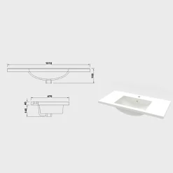 AICA Sanitaire Lavabo blanc 101x47x17.5 cm, Lavabo rectangulaire en marbre artificiel,* Plan Simple Vasque