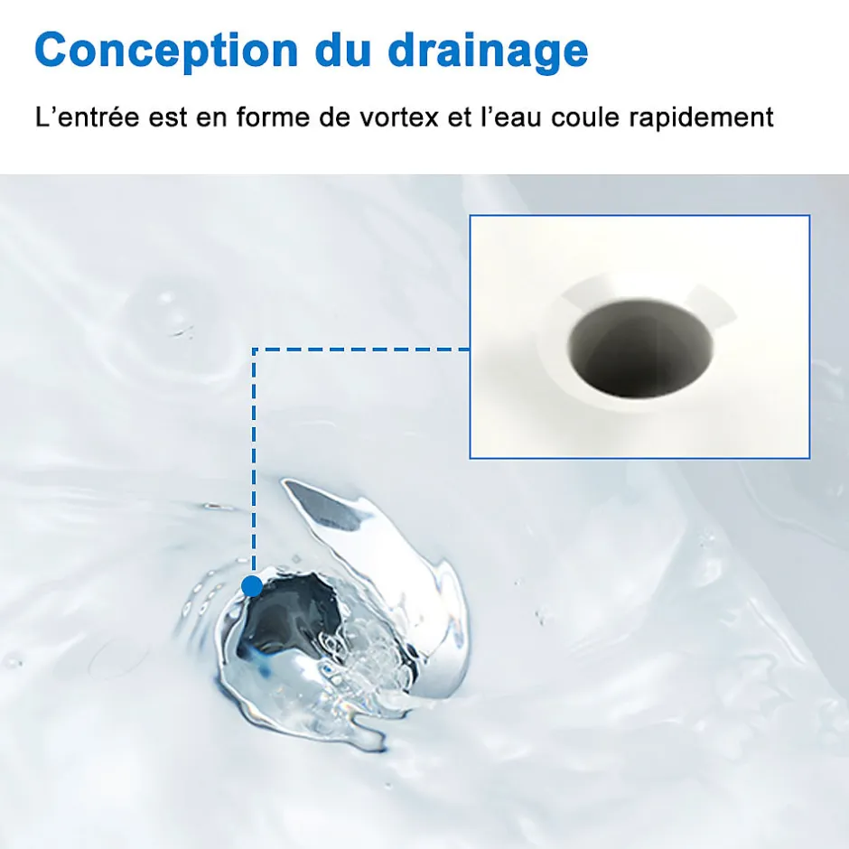 AICA Sanitaire Lavabo blanc 101x47x17.5 cm, Lavabo rectangulaire en marbre artificiel,* Plan Simple Vasque