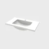 AICA Sanitaire Lavabo blanc 81x47x17.5 cm, Lavabo rectangulaire en marbre artificiel,