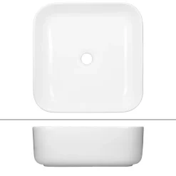 ECD Germany Lavabo carré ceramique vasque a poser salle de bain lave-mains blanc 390x390 cm* Vasque À Poser