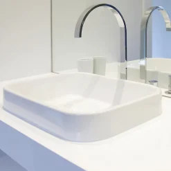 ECD Germany Lavabo carré ceramique vasque a poser salle de bain lave-mains blanc 390x390 cm* Vasque À Poser