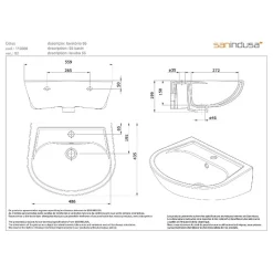 Sanindusa Lavabo 55cm Aveiro céramique traditionnelle Cetus blanc* Lavabo