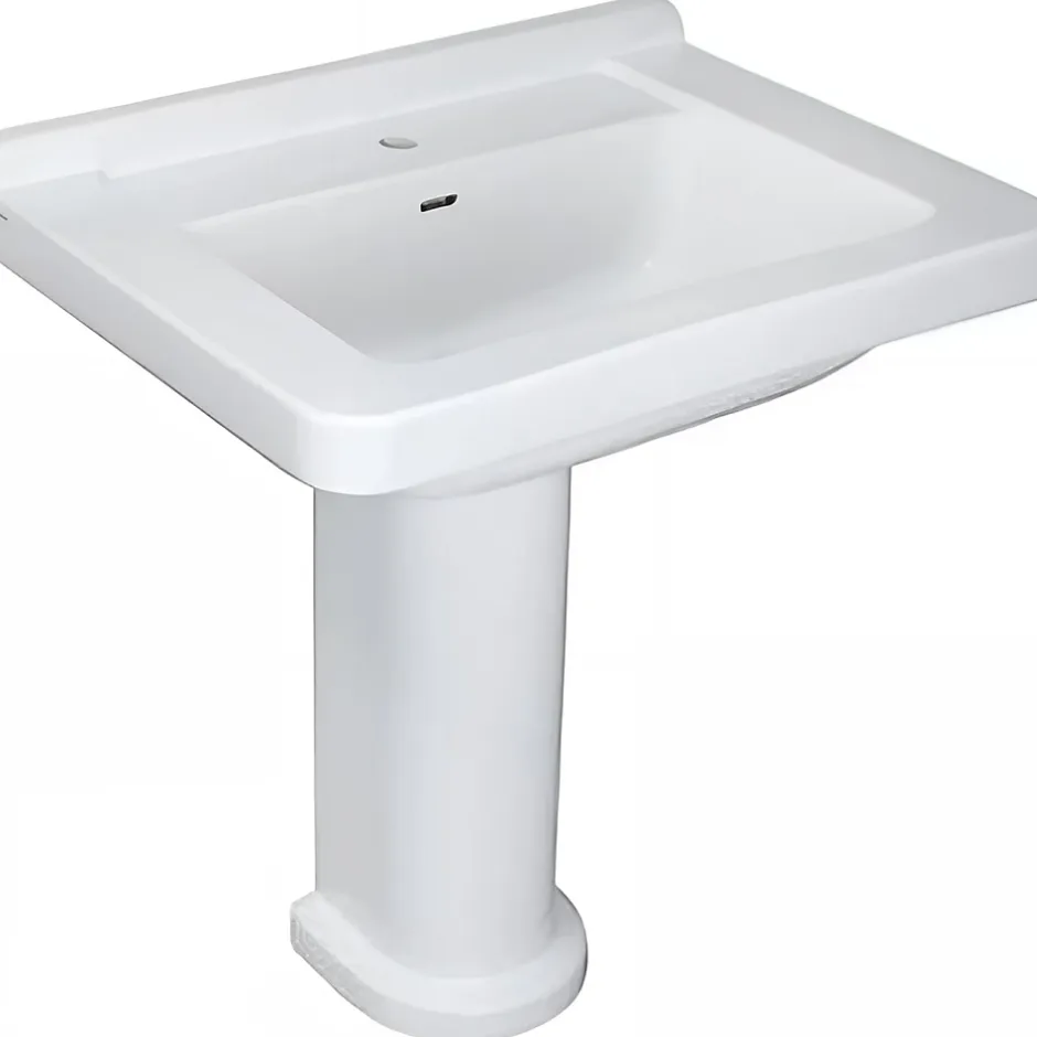 Sanindusa Lavabo 68cm céramique traditionnelle Vintage blanc (compatible avec la colonne Vintage non incluse)* Lavabo
