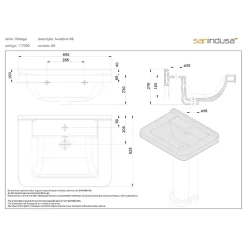 Sanindusa Lavabo 68cm céramique traditionnelle Vintage blanc (compatible avec la colonne Vintage non incluse)* Lavabo