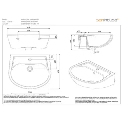 Sanindusa Lavabo 60cm mural céramique traditionnelle Cetus blanc