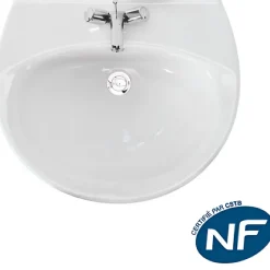 Sanindusa Lavabo 55cm mural céramique traditionnelle Aveiro 2 trous et trou chaine Aveiro blanc