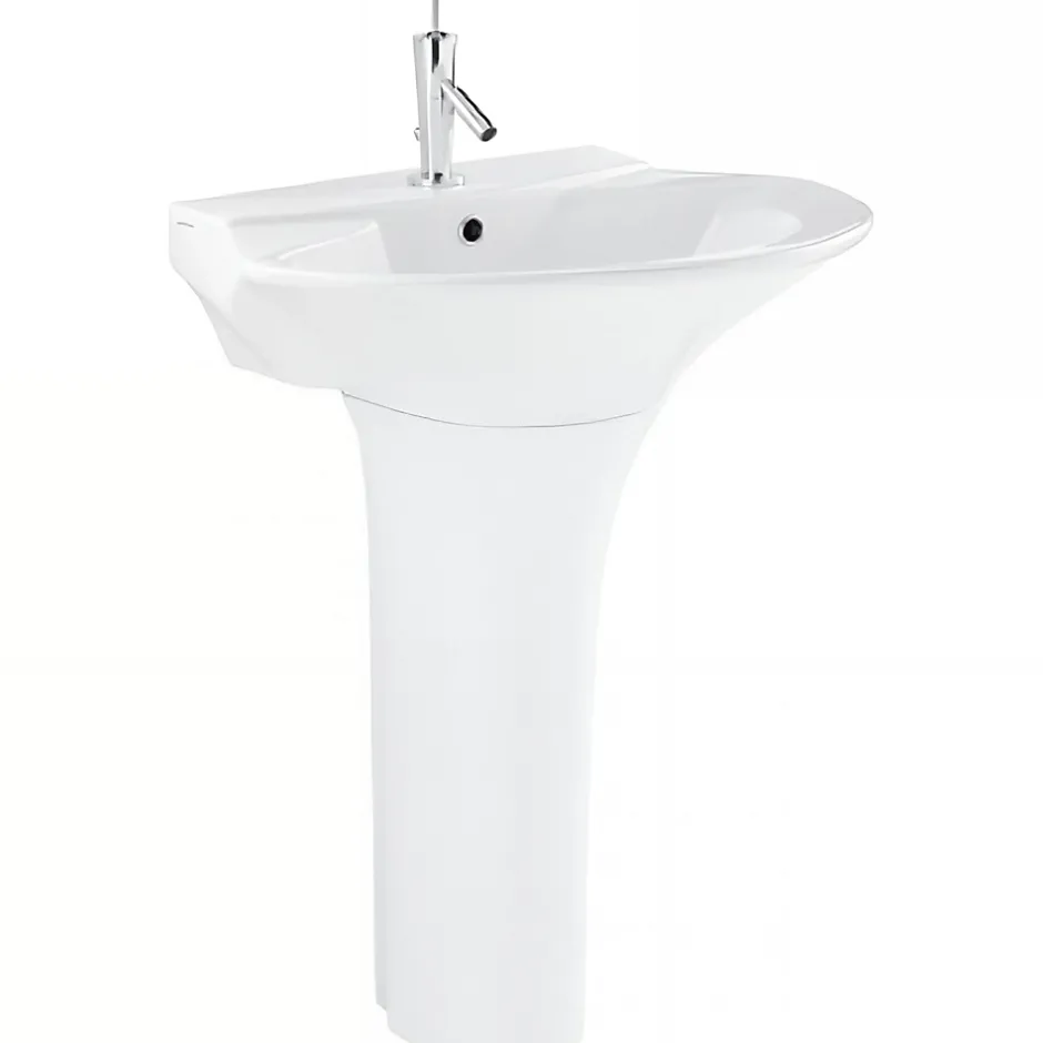 Sanindusa Lavabo 55cm mural céramique traditionnelle Aveiro Jade blanc