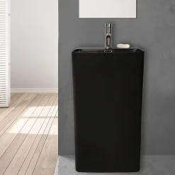 Homesight Lavabo colonne en céramique à poser, l.46 x H.85 x P.34 cm, noir, Elmo* Lavabo