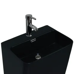 Homesight Lavabo colonne en céramique à poser, l.46 x H.85 x P.34 cm, noir, Elmo* Lavabo