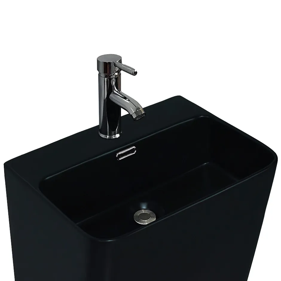 Homesight Lavabo colonne en céramique à poser, l.46 x H.85 x P.34 cm, noir, Elmo* Lavabo