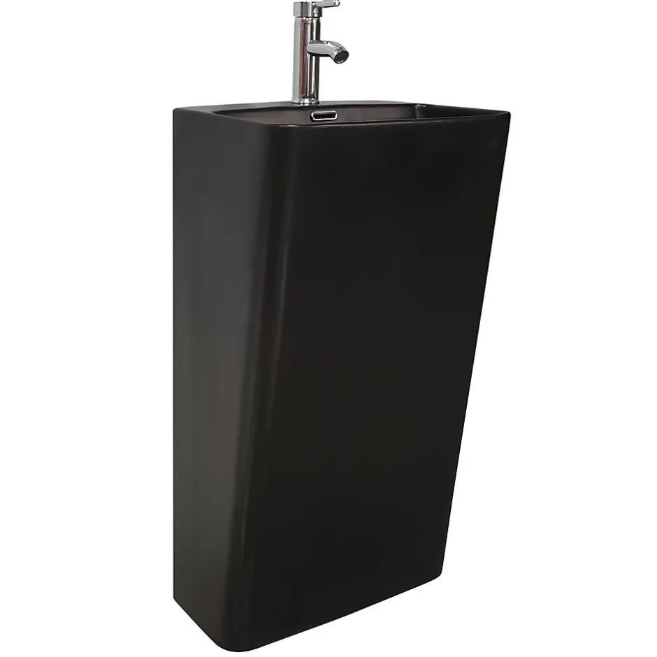 Homesight Lavabo colonne en céramique à poser, l.46 x H.85 x P.34 cm, noir, Elmo* Lavabo