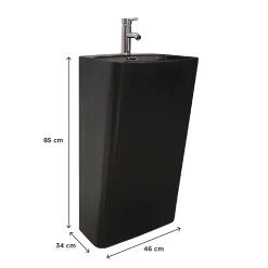 Homesight Lavabo colonne en céramique à poser, l.46 x H.85 x P.34 cm, noir, Elmo* Lavabo
