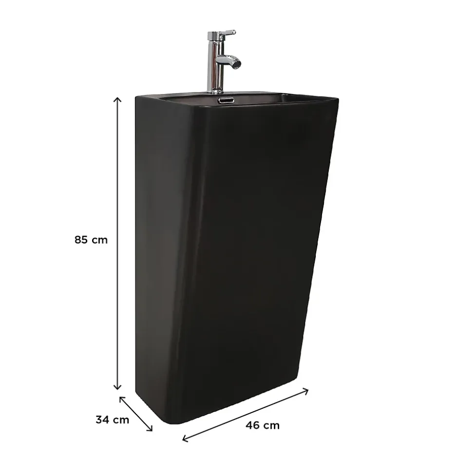 Homesight Lavabo colonne en céramique à poser, l.46 x H.85 x P.34 cm, noir, Elmo* Lavabo