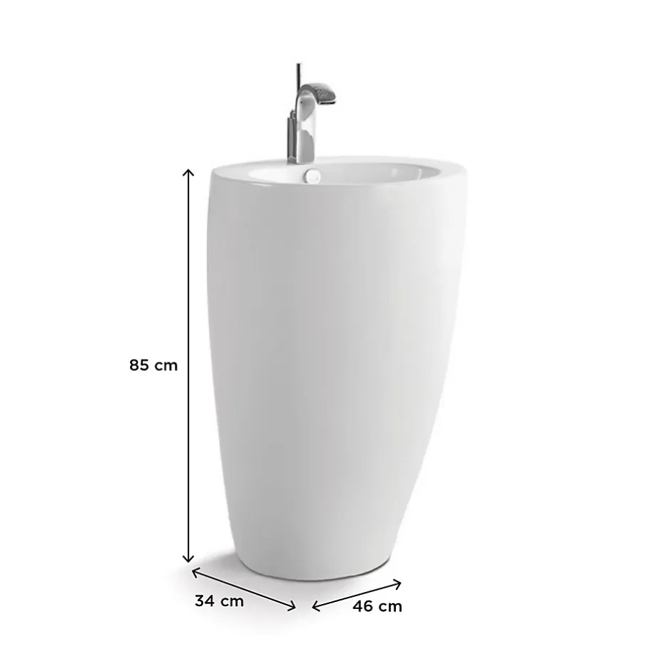 Homesight Lavabo colonne en céramique à poser, l.52 x H.85 cm, blanc, Icone