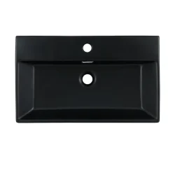 Luxebath Lavabo céramique noir avec garniture de vidage lave-mains moderne 605x365 mm* Lavabo