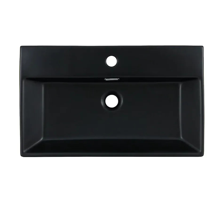 Luxebath Lavabo céramique noir avec garniture de vidage lave-mains moderne 605x365 mm* Lavabo