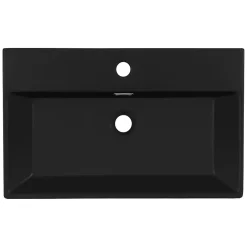 Luxebath Lavabo céramique noir avec garniture de vidage lave-mains moderne 605x365 mm* Lavabo