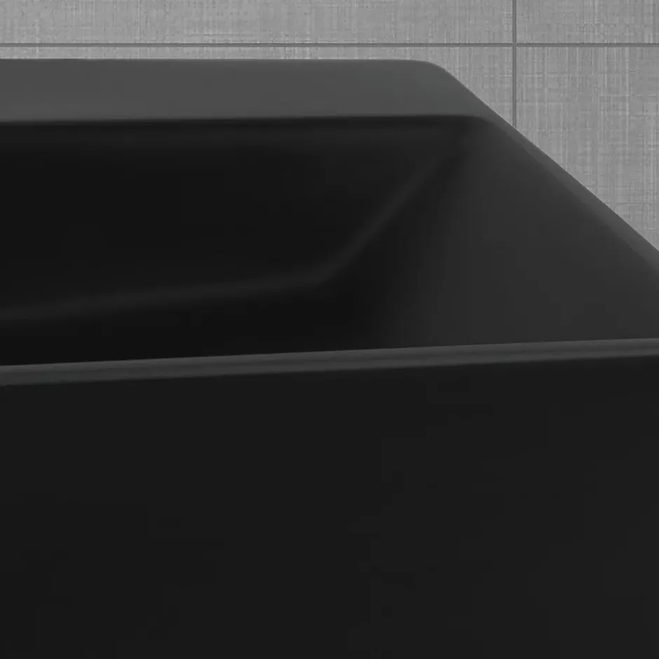 Luxebath Lavabo céramique noir avec garniture de vidage lave-mains moderne 605x365 mm* Lavabo